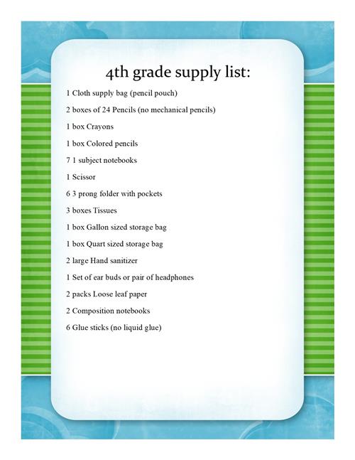 supply list